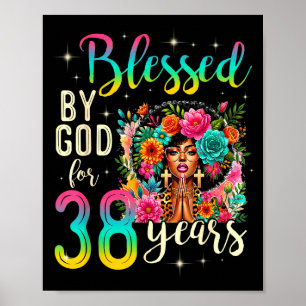 Poster Menina Negra Abençoada Por Deus Por 38 Anos Cristã