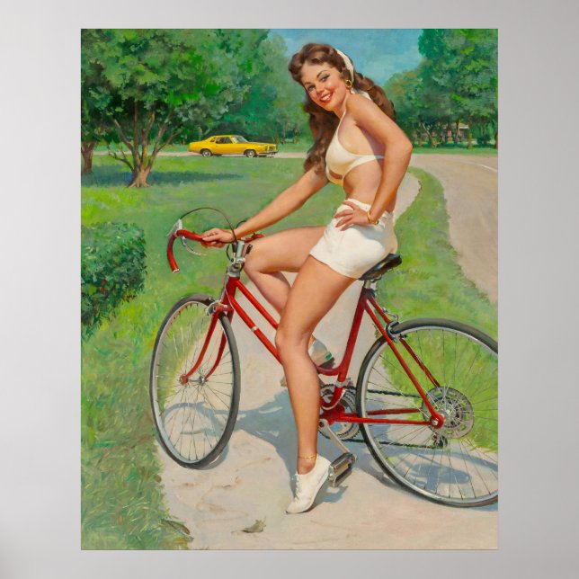 Poster Menina no Bicicleto Pin Up (Frente)