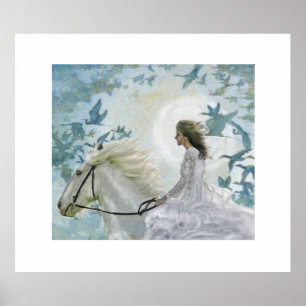 Poster menina no cavalo branco