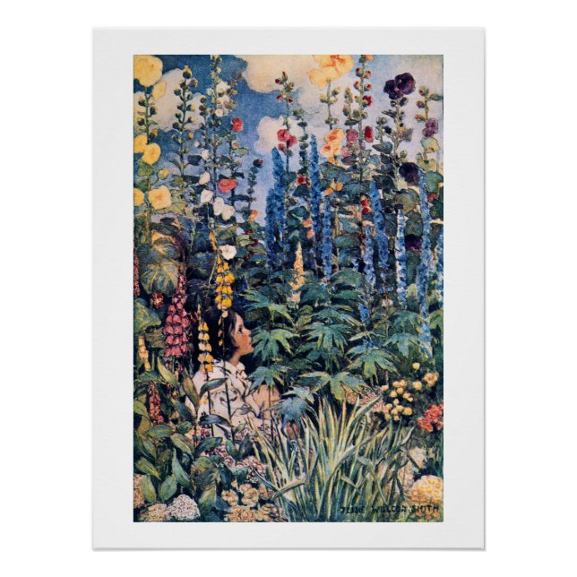 Pôster Menina no Jardim de Flores, Jessie Willcox Smith (Frente)