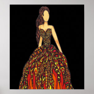 Pôster Menina no vestido do fogo