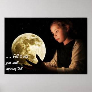 Poster Menina olhando para a lua