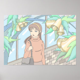 Poster Menina ouvindo o som dos sinos.