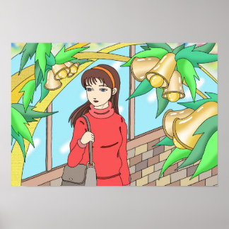 Poster Menina ouvindo o som dos sinos.