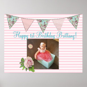 Poster Menina personalizada do aniversário da bandeira