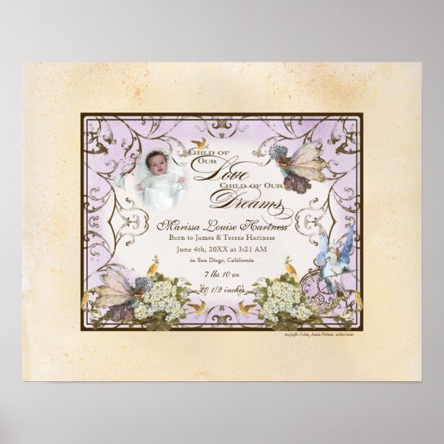 Poster Menina Personalizada - Princesa Faerie Encantada (Frente)