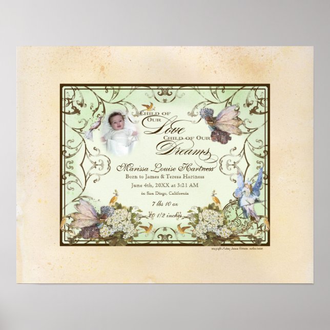 Pôster Menina Personalizada - Princesa Faerie Encantada (Frente)