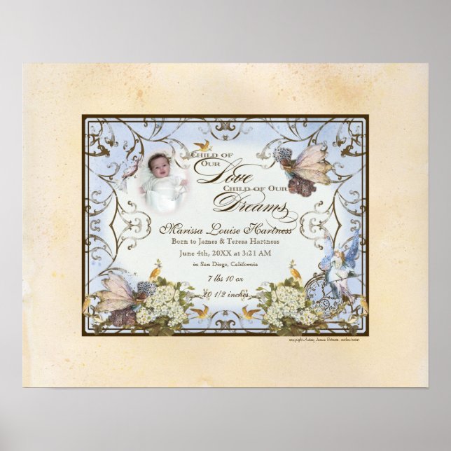 Pôster Menina Personalizada - Princesa Faerie Encantada (Frente)