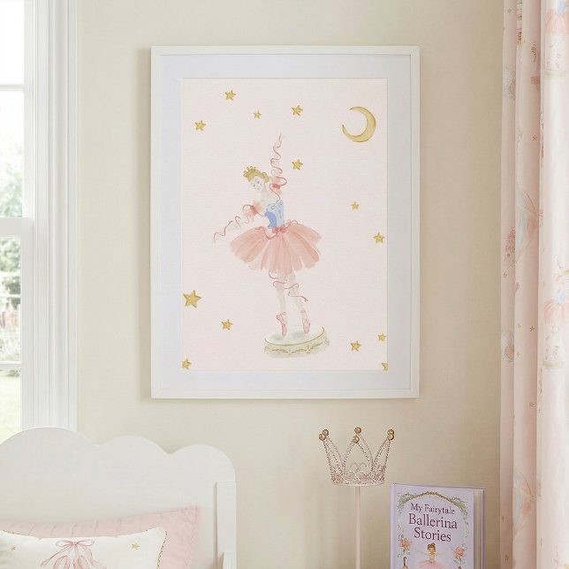 Poster Menina Princesa Rosa Bailarina Quarto de contos de (Criador carregado)