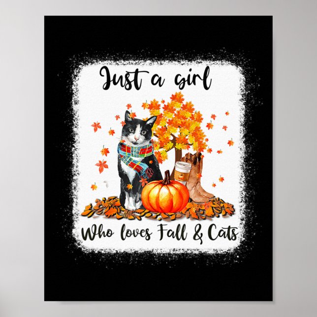 Poster Menina Que Adora Queda E Gatos Pumpkin Cat Hallowe (Frente)