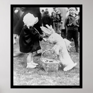 Pôster Menina que alimenta o coelhinho da Páscoa 1929
