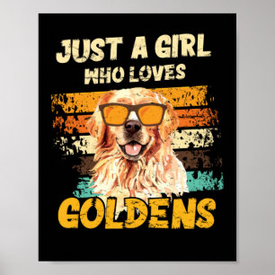 Poster Menina Que Ama Ouro Retriadora Cachorro Vintage