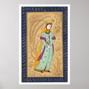 Pôster Menina que guardara uma embarcação do vinho e um