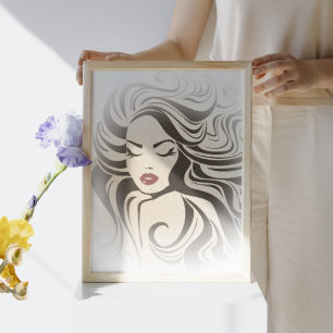 Pôster Menina retro com marcagem com ferro quente do