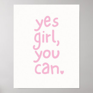Poster Menina Rosa Bonita Citação de Energia Sim Garota V