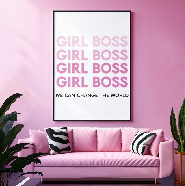 Poster Menina Rosa Moderna Chefe Melhor Presente (Criador carregado)