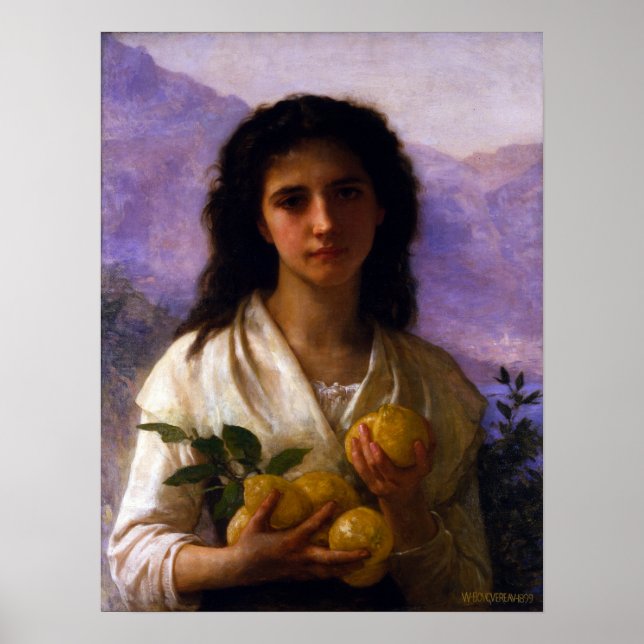 Pôster Menina segurando Lemons W.A. Bouguereau Canvas (Frente)
