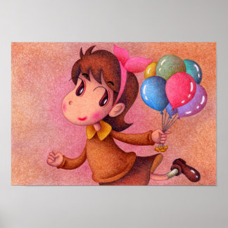 Poster Menina segurando um balão.
