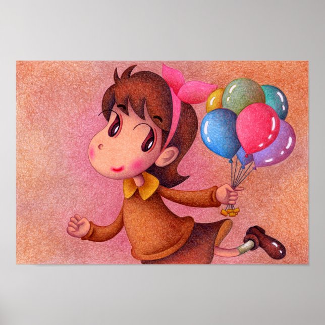 Poster Menina segurando um balão. (Frente)