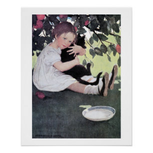 Pôster Menina segurando um gato preto, Jessie Willcox Smi