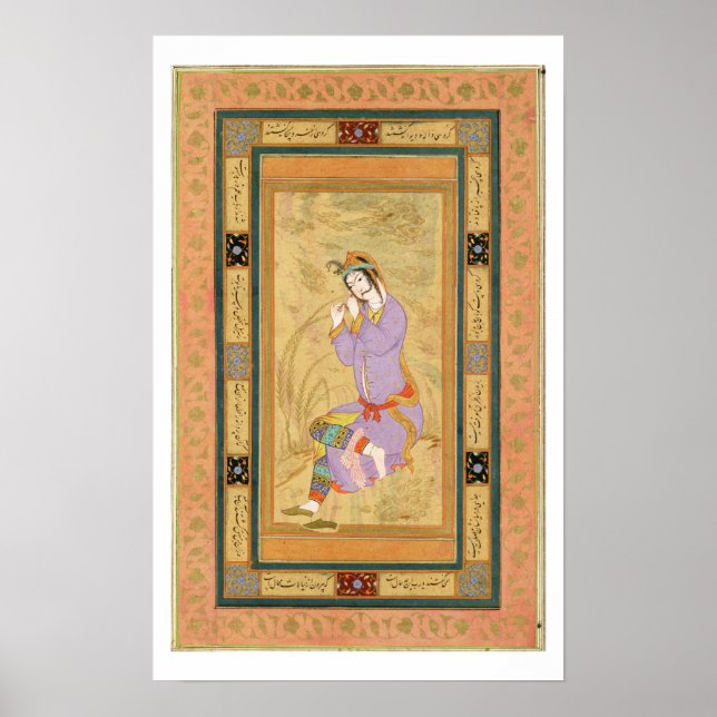 Pôster Menina sentada enrolando seu cabelo em inglês, de  (Frente)