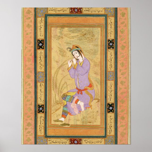 Poster Menina sentada enrolando seu cabelo em inglês, de  (Frente)