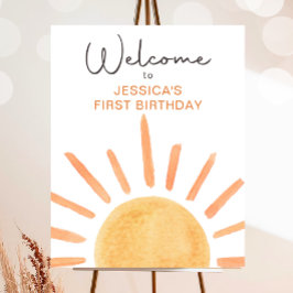 Poster Menina Sunshine Boho Sun Aniversário Bem-vindo