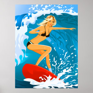 Pôster Menina Tanned do surfista