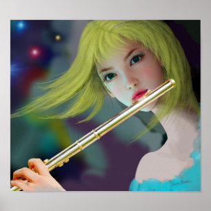 Pôster Menina Tocando Flauta 2