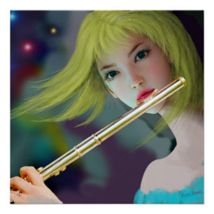 Pôster Menina Tocando Flauta 2