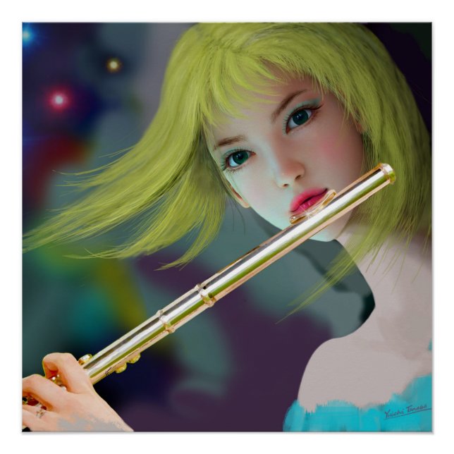 Pôster Menina Tocando Flauta 2 (Frente)
