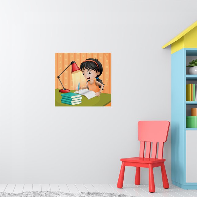 Poster Menina Trabalhando Em Uma Mesa (Criador carregado)