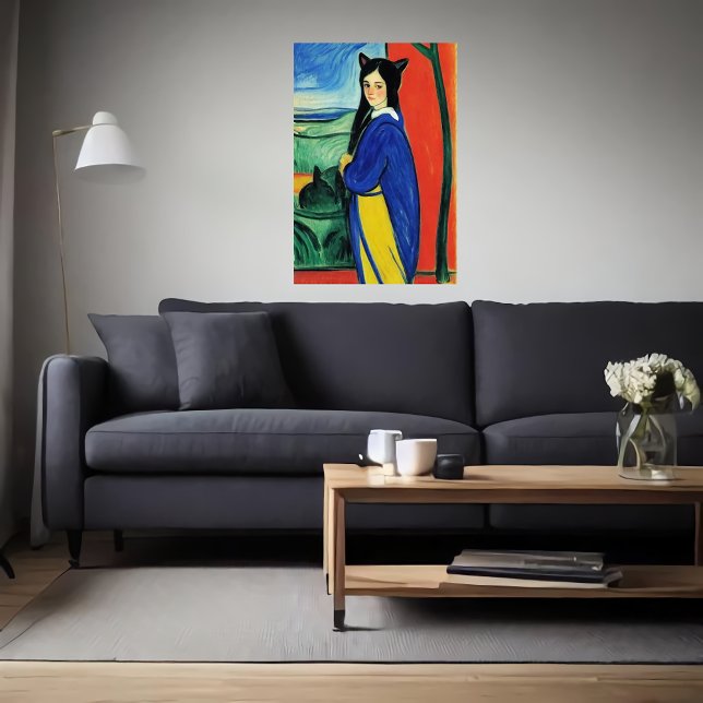 Poster Menina zoomórfica com orelhas de gato | Arte AI (Criador carregado)