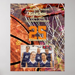 Poster meninas, adicione sua foto da equipe de basquete