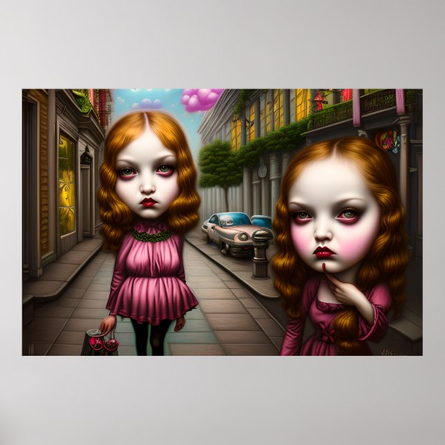 Poster Meninas bonitas posando para uma foto na rua (Frente)