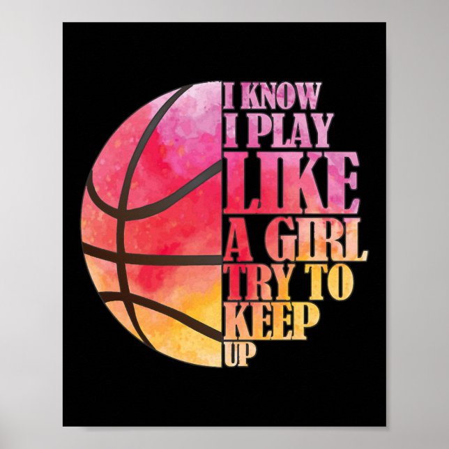 Poster Meninas Bysketbyll Gift- Brincar Como Uma Rapariga (Frente)