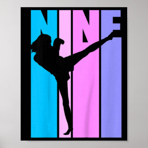 Poster Meninas Crianças 9º Aniversário de Kickboxing Kick