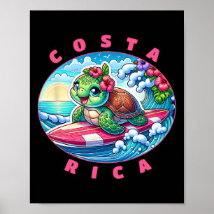 Poster Meninas da Costa Rica Lindas Surfando Tartaruga Ma