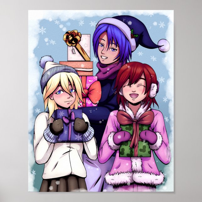 Poster Meninas de anime de Natal (Frente)