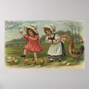 Poster Meninas de GreetingLittle da páscoa que guardaram