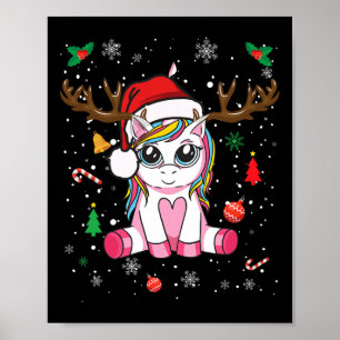 Poster Meninas de Natal bonitas Mulheres Xmas Unicorn Dee