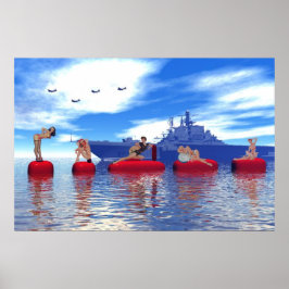 Poster Meninas de Pin-up e Glamor com o Marinho