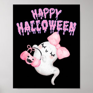 Poster Meninas de Roupa de Queda de Fantasmas Cute, Rosa,