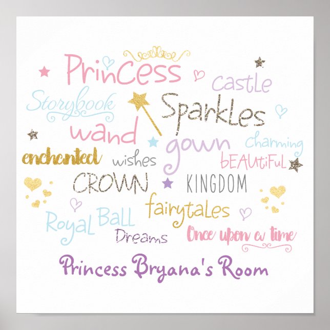 Poster Meninas do Conto de Fadas da Princesa Feminino (Frente)