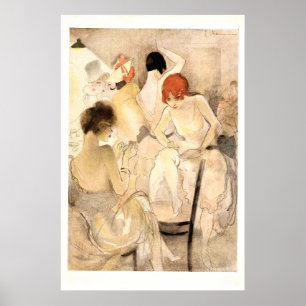 Pôster meninas do ~ do art deco do 1920 no vestuario