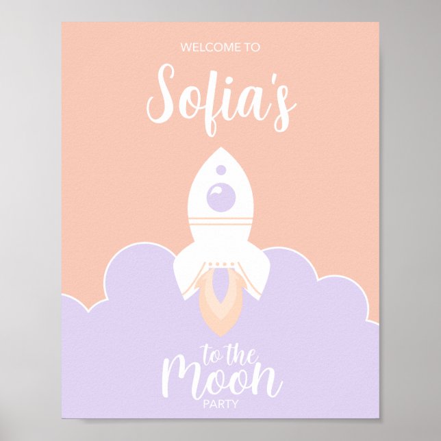 Poster Meninas do Espaço Dois do Tema do Partido da Lua (Frente)