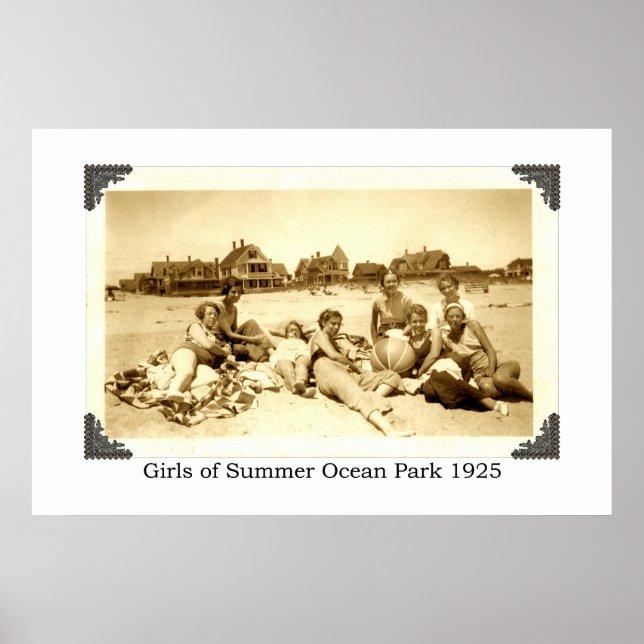 Poster Meninas do Parque do Oceano de Verão de 1925 (Frente)
