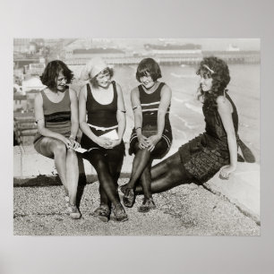 Pôster Meninas em Atlantic City Praia, 1922. Foto do