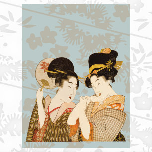 Poster Meninas Geishas Japonesas Vintage em Kimonos