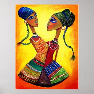 Poster Meninas Indianas Dançando: Arte Indiana